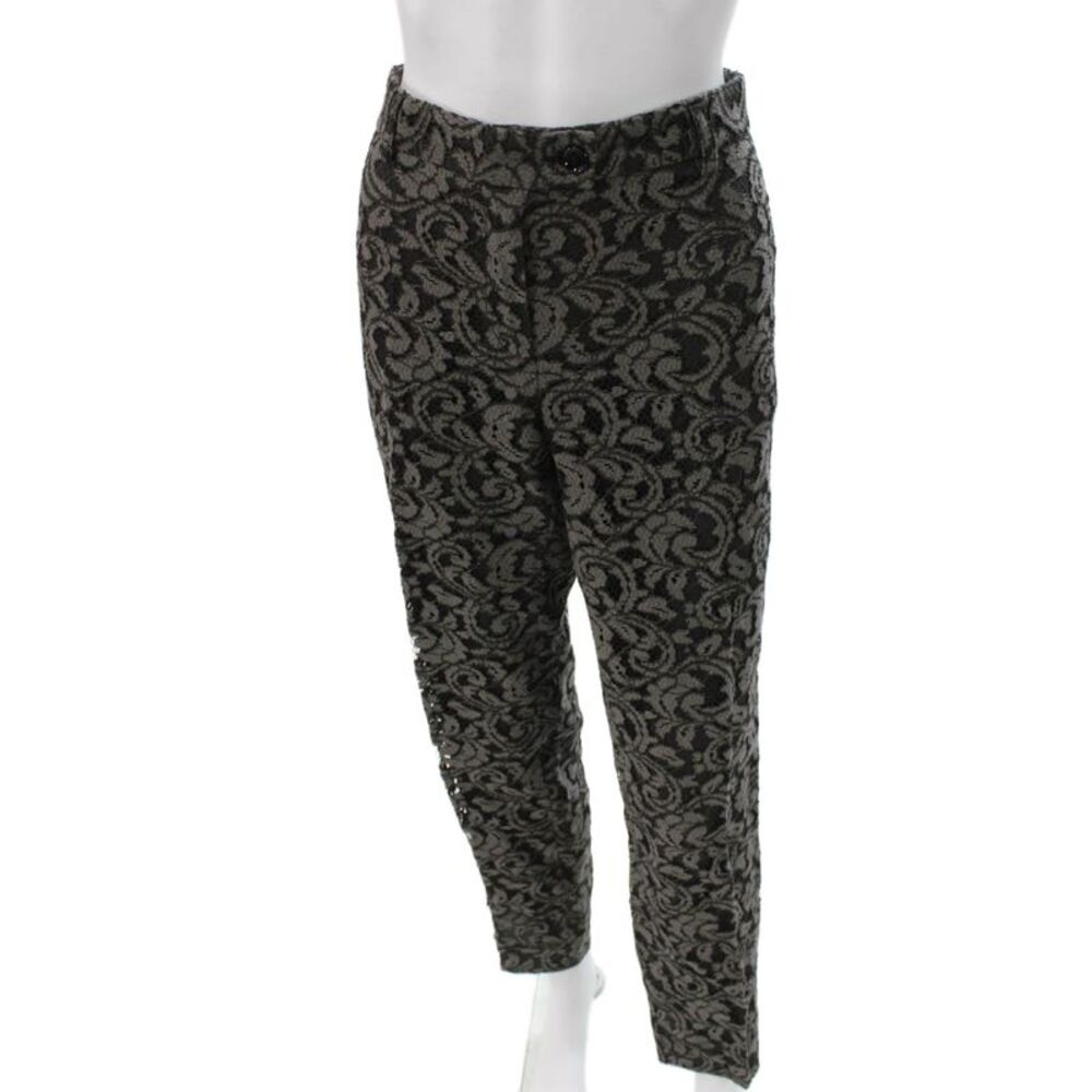 Moschino Cheap & Chic Women Ankle Pants Black Floral Rayon Button Size 12